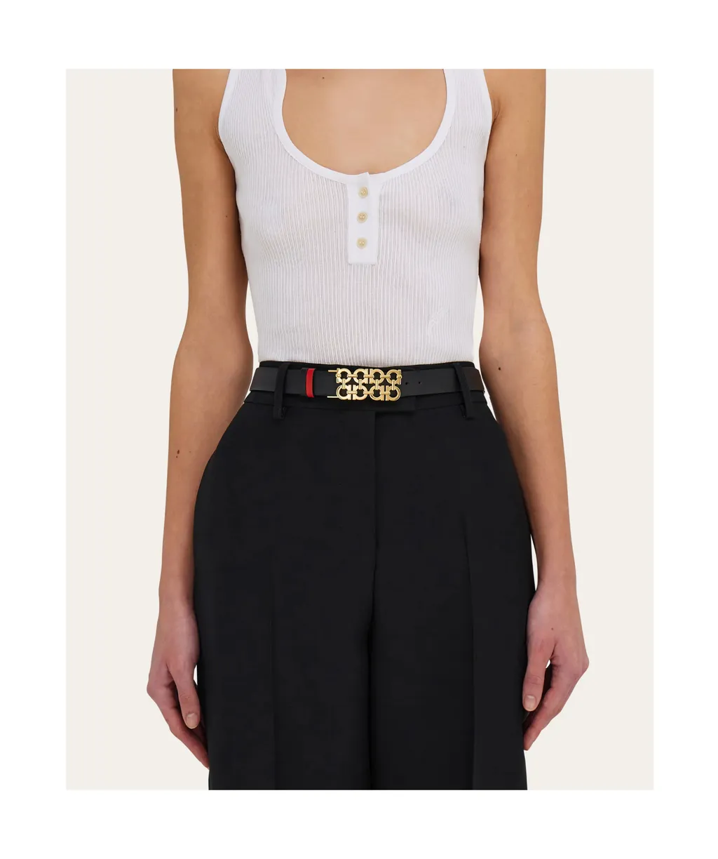 Ferragamo Woven Gancini Reversible And Adjustable Belt