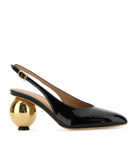 Spherical Heel Slingback Pumps