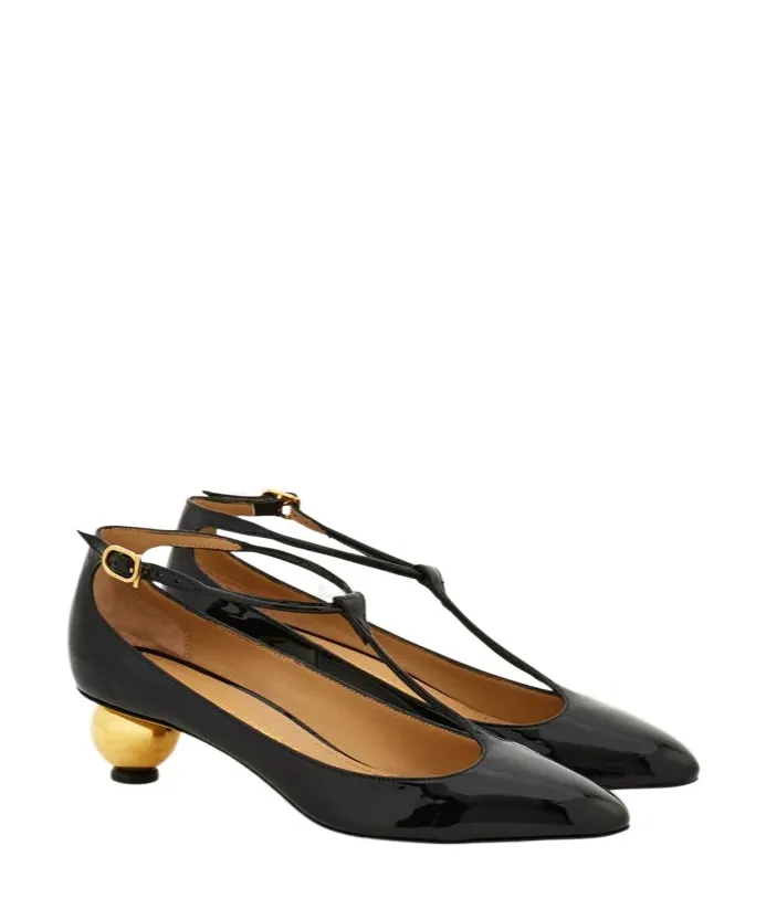 Spherical Heel T-Strap Pump