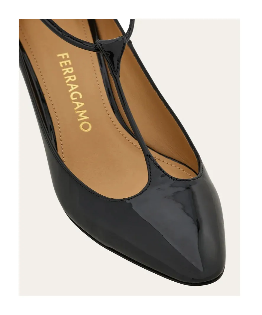 Spherical Heel T-Strap Pump