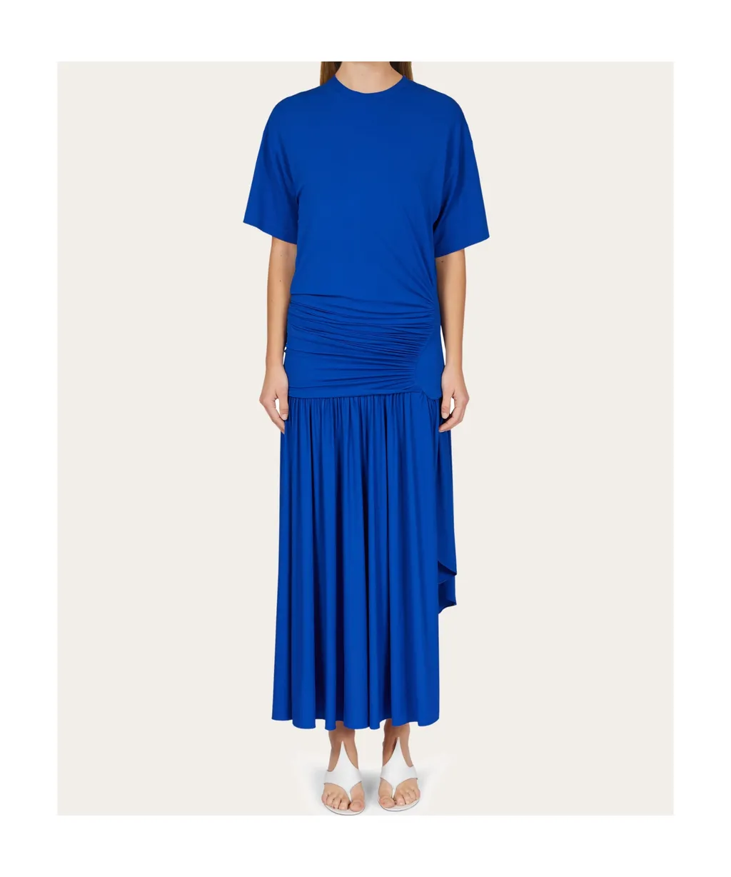 Long T-Shirt Dress With Drape Detail