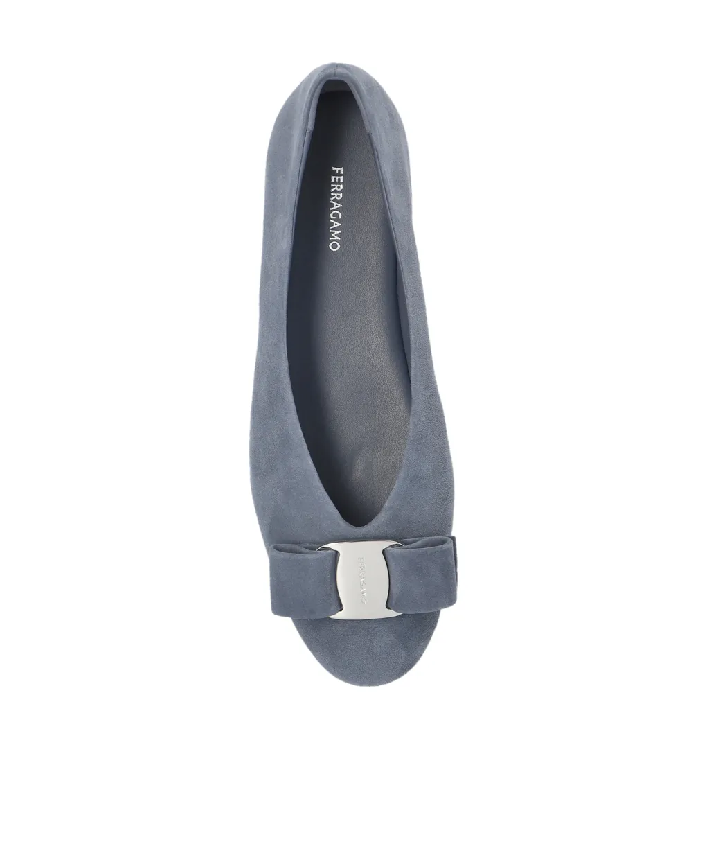 Bow-Embellished Suede Ballet Flats