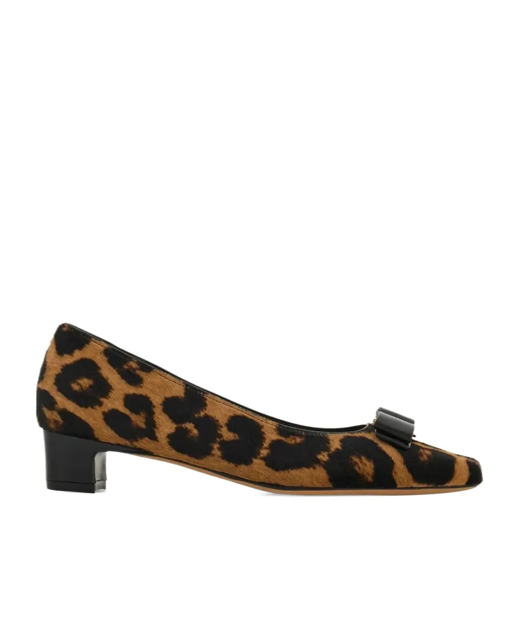 Leopard-Printed Mid-Heeled Pumps