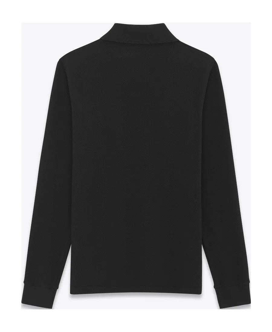 Button Detailed Long-Sleeved Polo Shirt