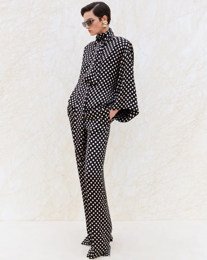 Polka Dots Printed High Waist Trousers