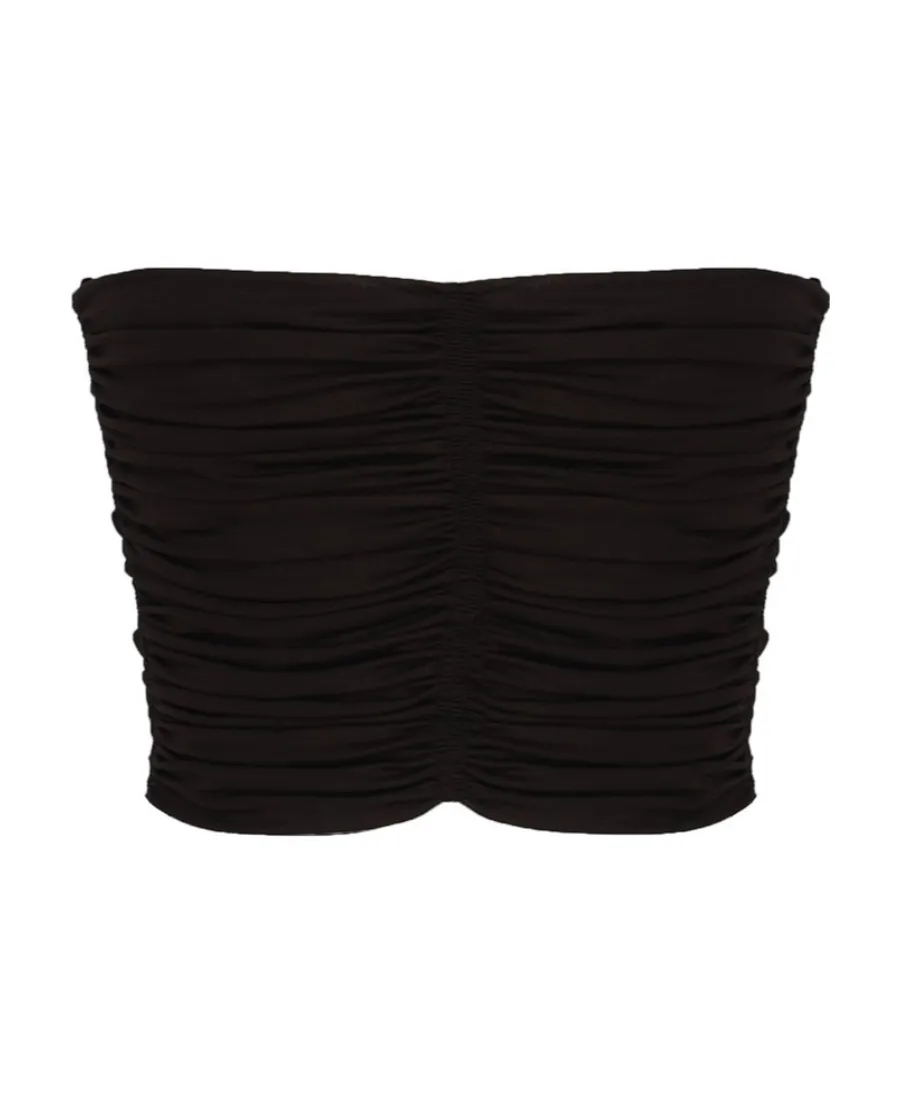 Ruched Strapless Cropped Top
