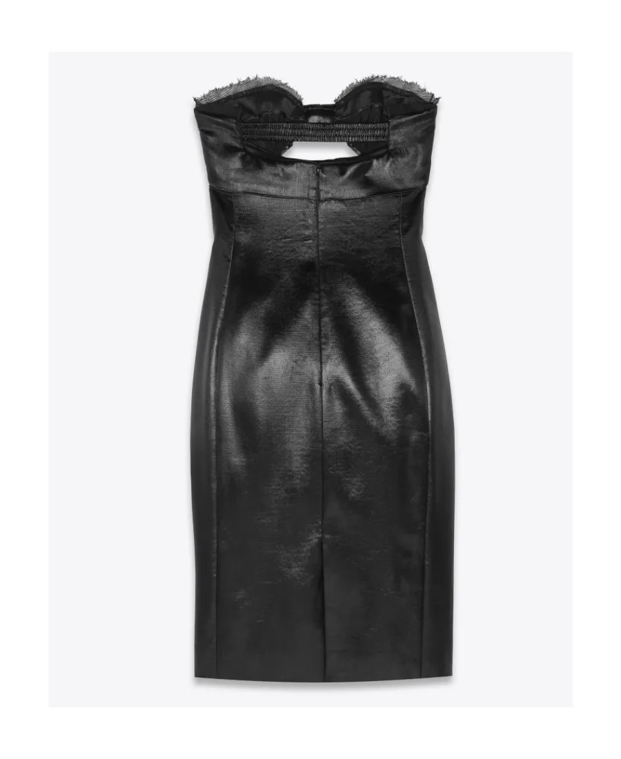 Strapless Cut-Out Satin Dress