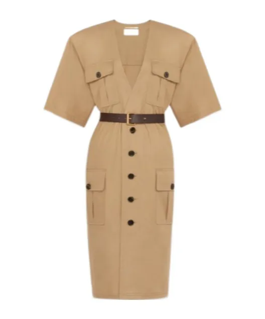 Saharienne V-Neck Short-Sleeved Dress