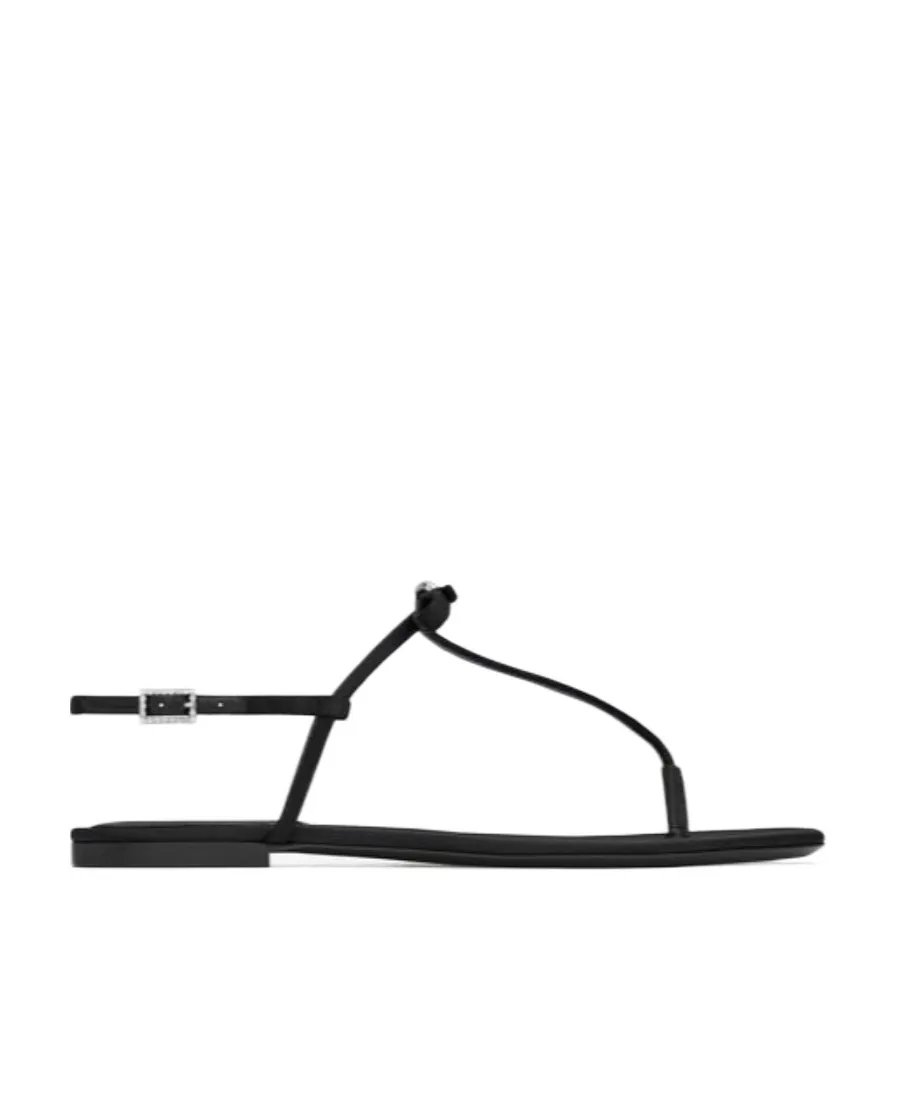 Jackie Flat Sandals In Satin Crepe