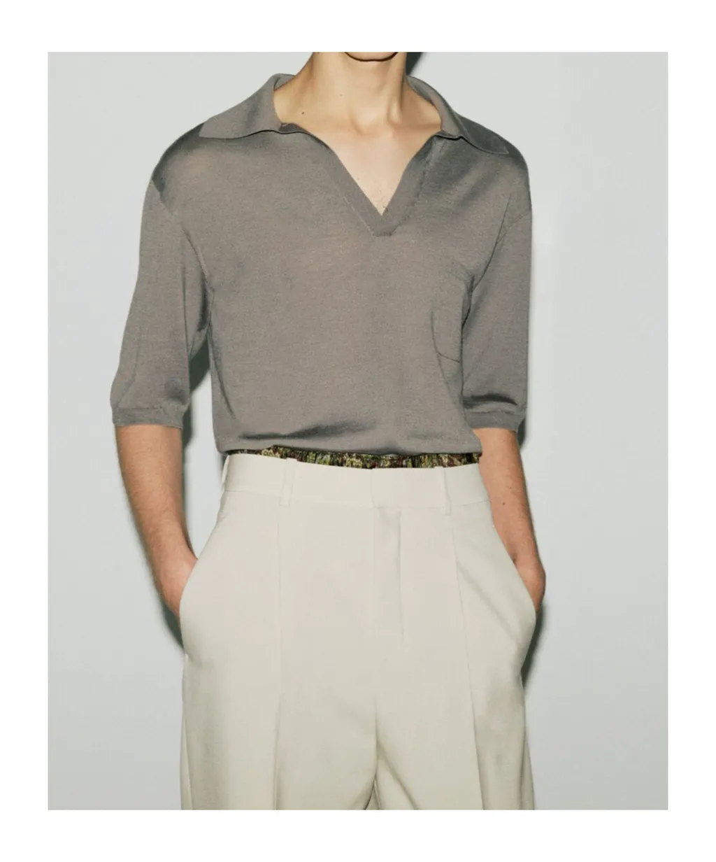 V-Neck Short-Sleeved Polo Shirt