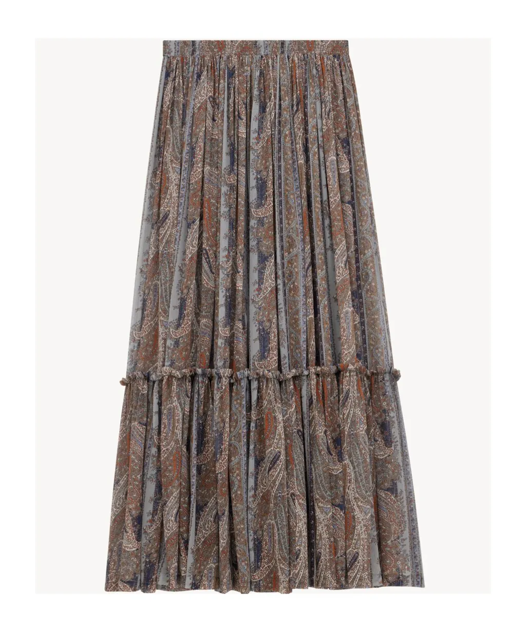 All-Over Patterned Ruffled Skirt