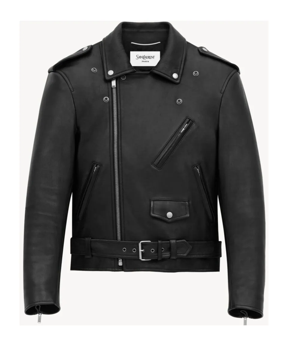 Zip Detailed Belted Biker Jacket