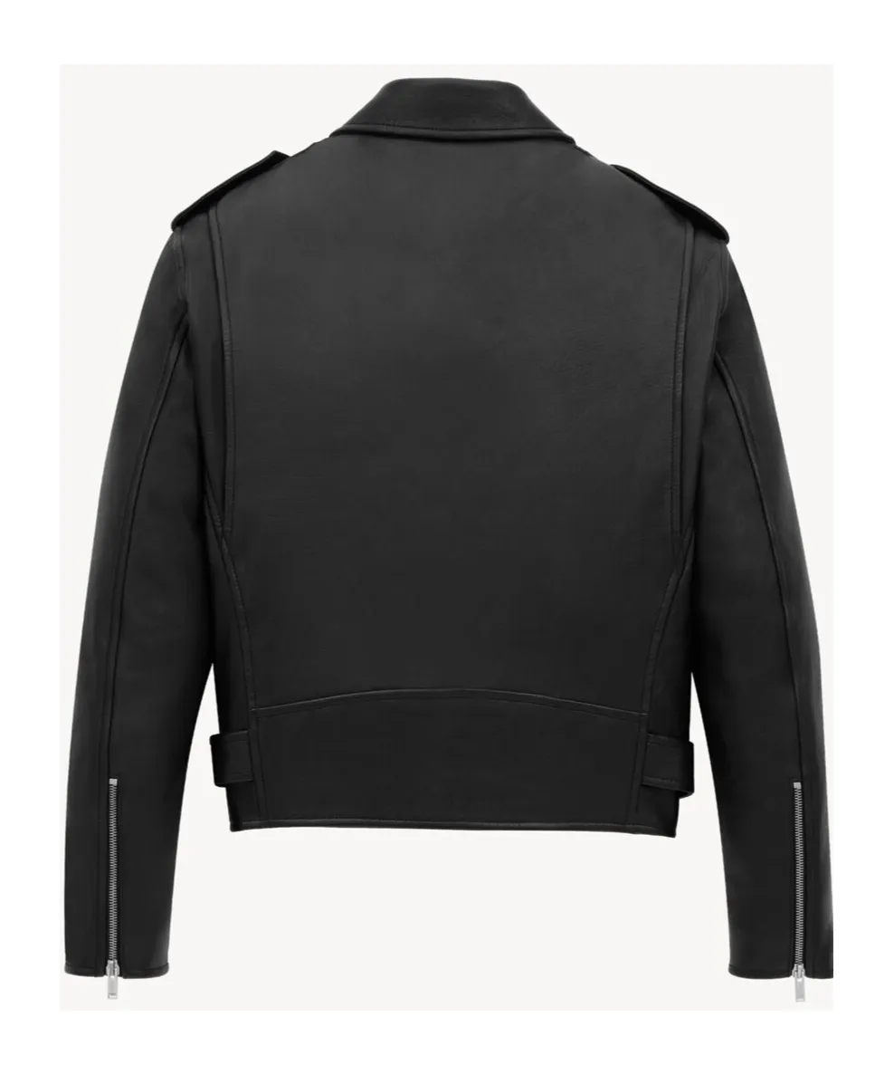 Zip Detailed Belted Biker Jacket
