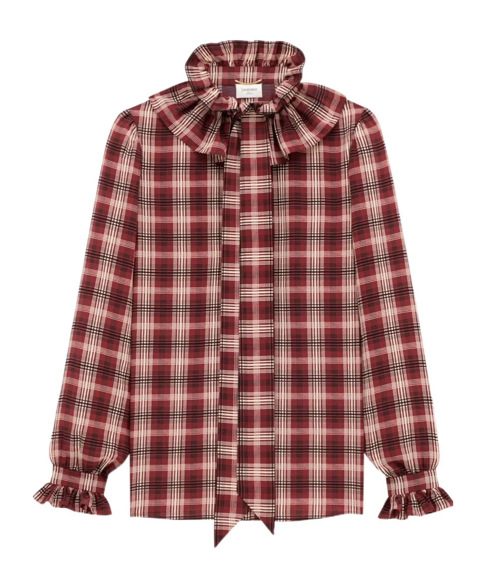 Checkered Ruffle Detailed Shirt