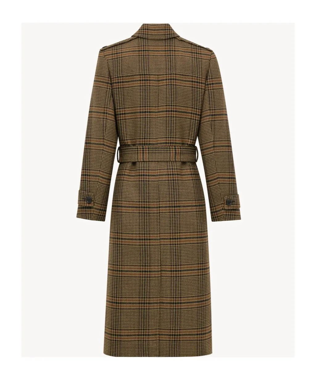 Prince Of Wales Belted Long Coat