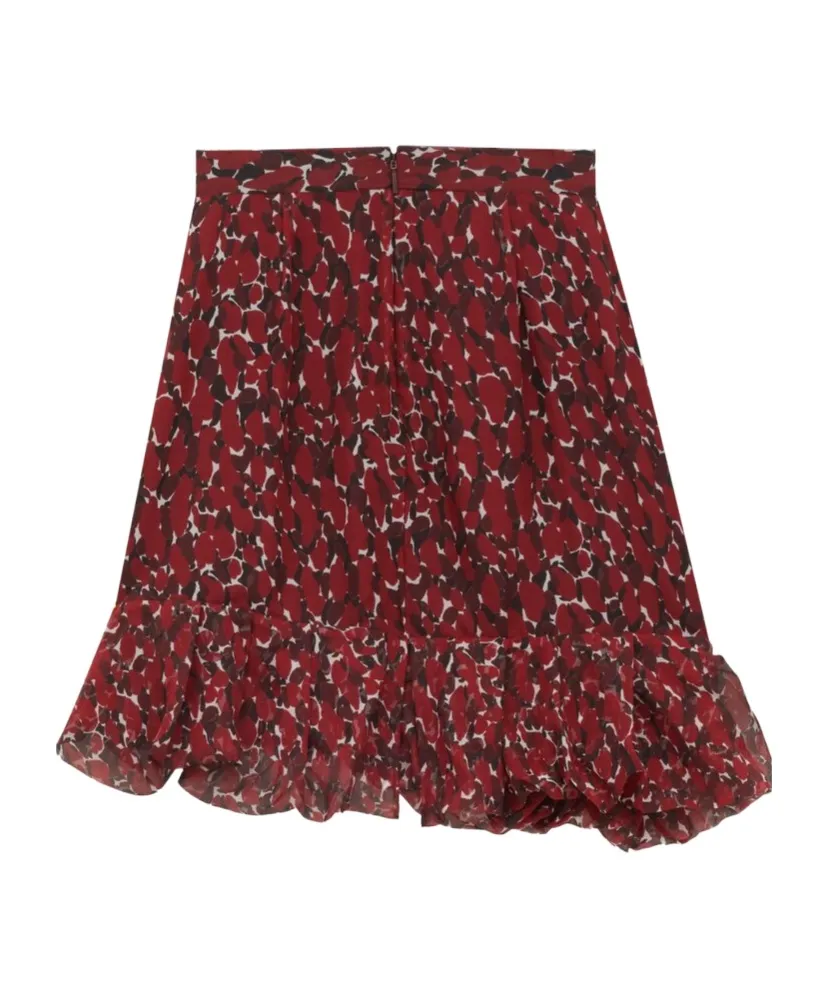 Ruffled Mini Skirt In Spotted Silk Muslin