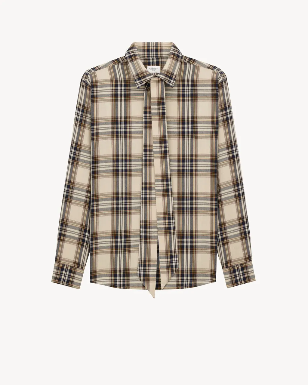 Tie-Detailed Checkered Shirt