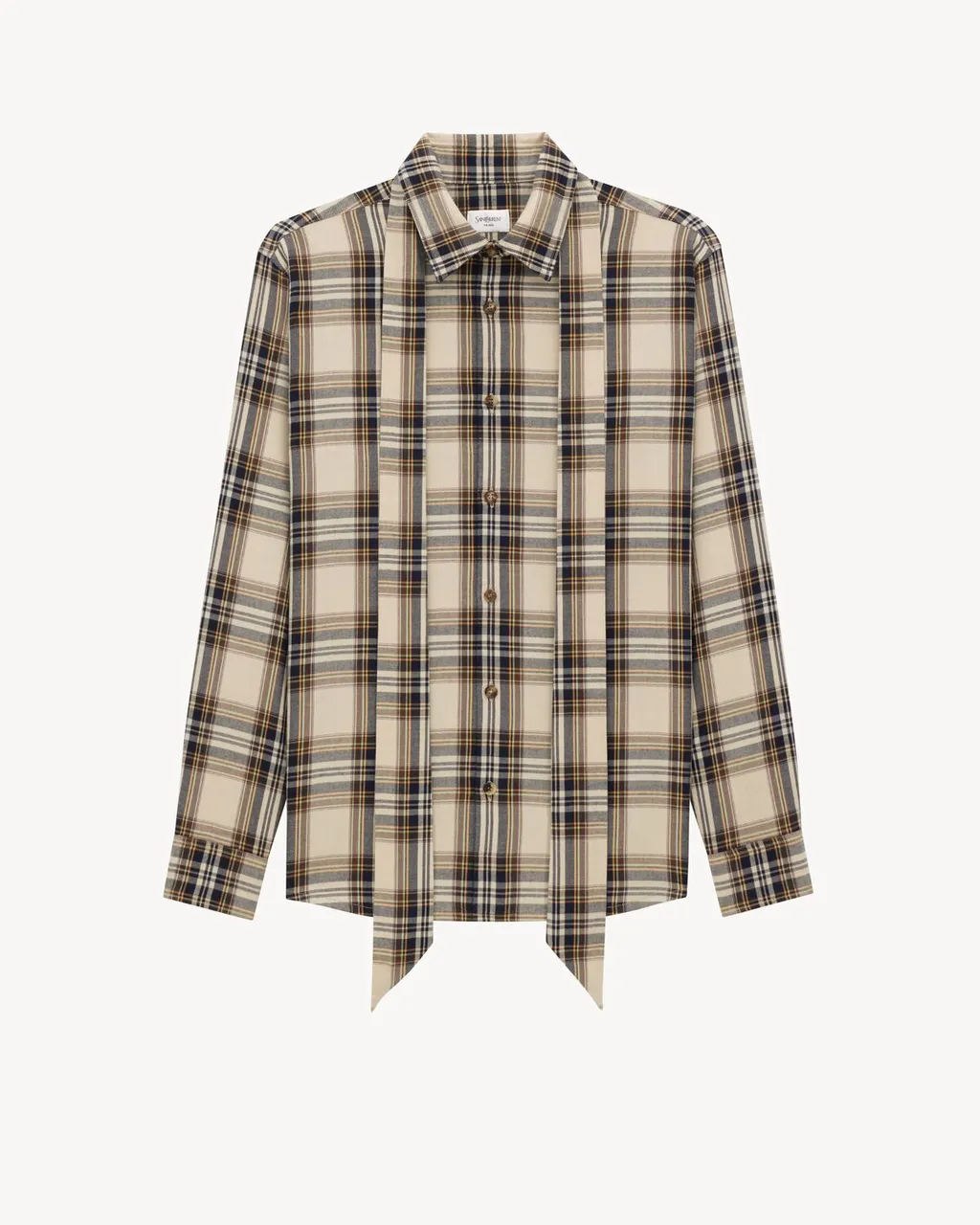 Tie-Detailed Checkered Shirt
