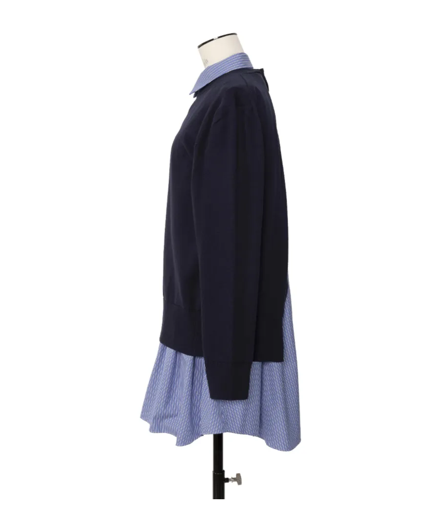 Poplin X Cotton Striped Collared Knit Dress