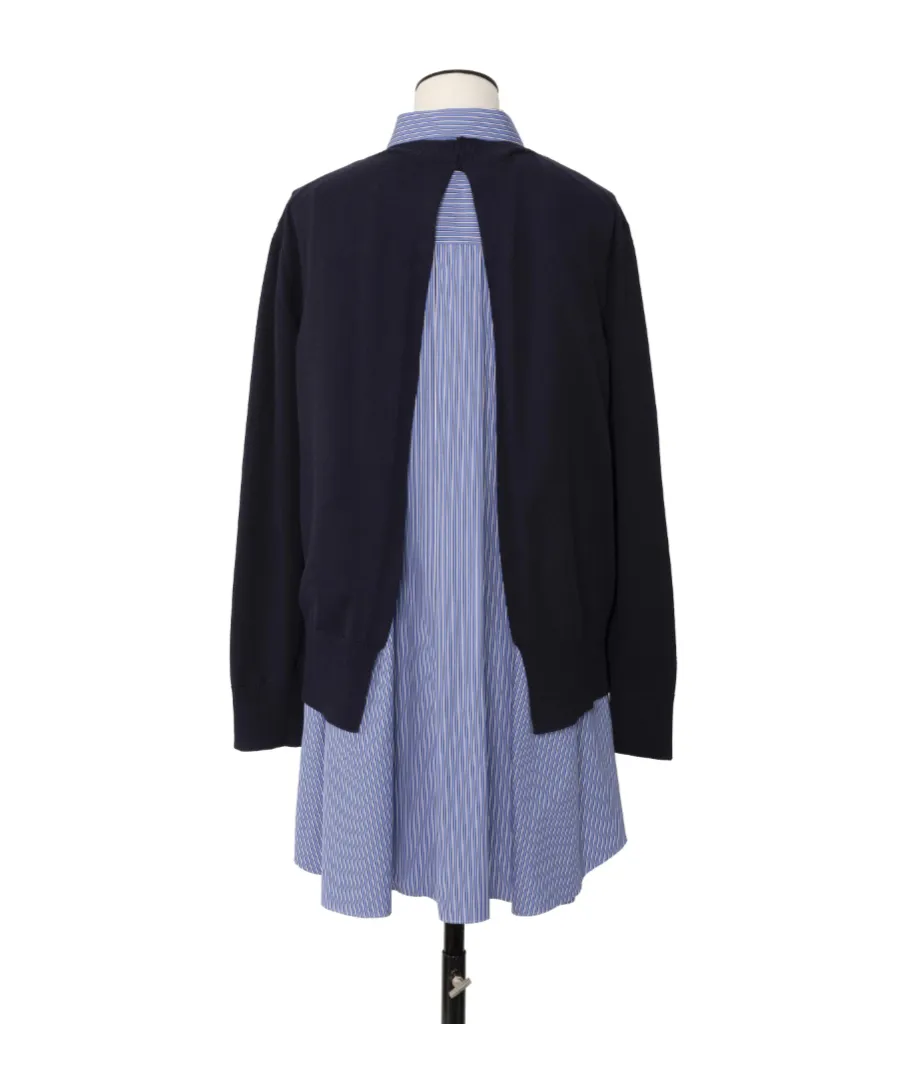 Poplin X Cotton Striped Collared Knit Dress