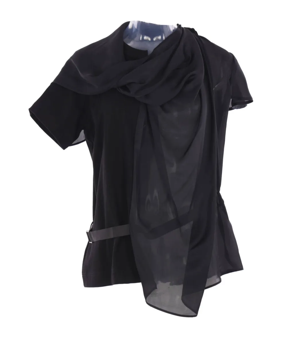 Paneled Slide-Buckle T-Shirt