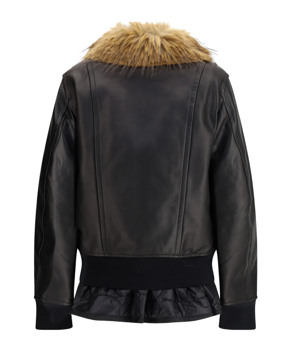 2 In 1 Zipped Leather Jacket
