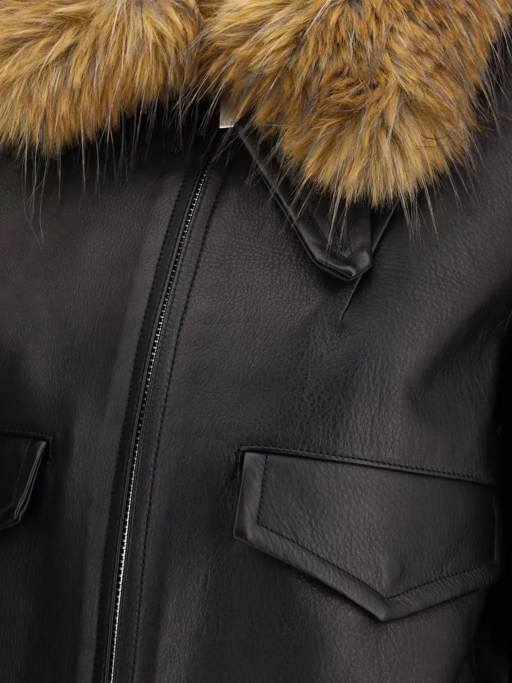 2 In 1 Zipped Leather Jacket
