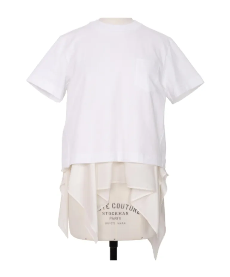 Draped-Hem Asymmetric T-Shirt