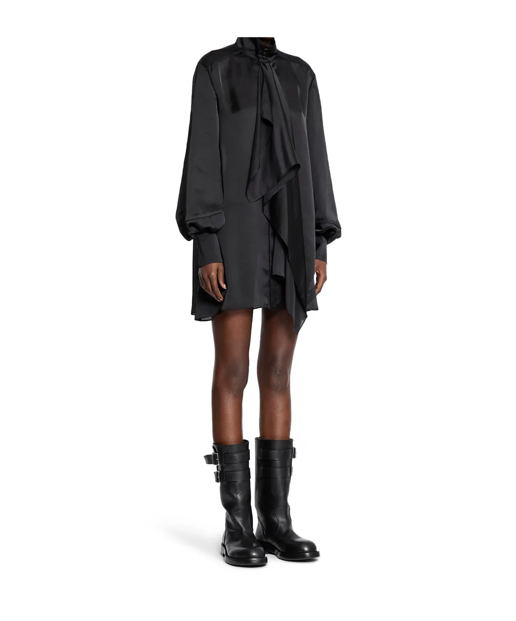 High-Neck Draped Mini Dress