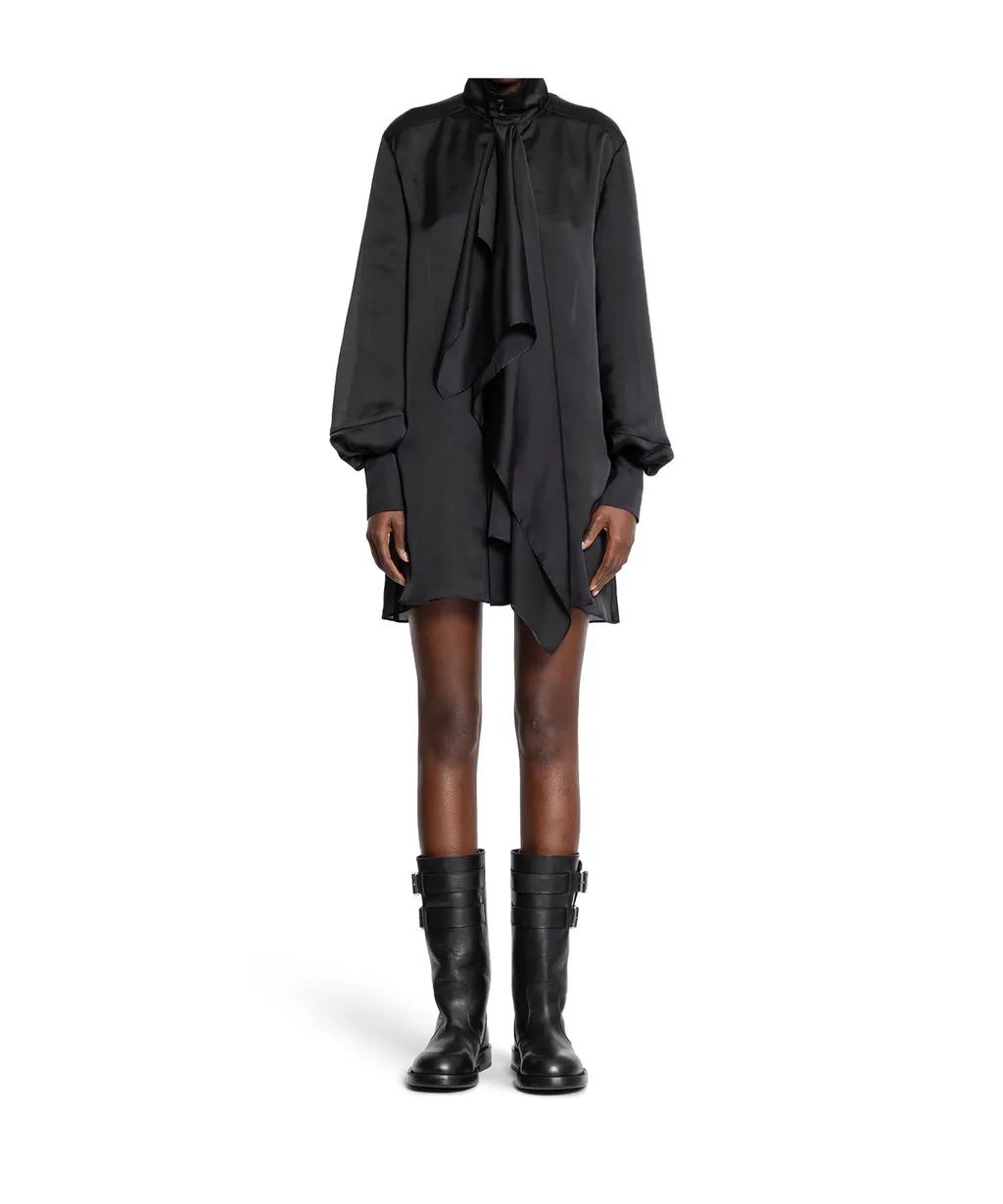 High-Neck Draped Mini Dress