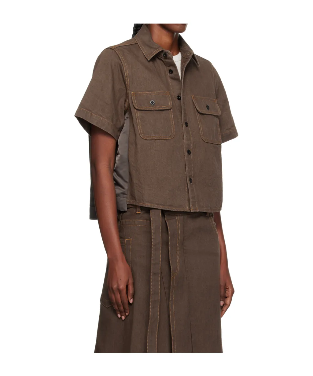 Lapel Short-Sleeved Denim Jacket