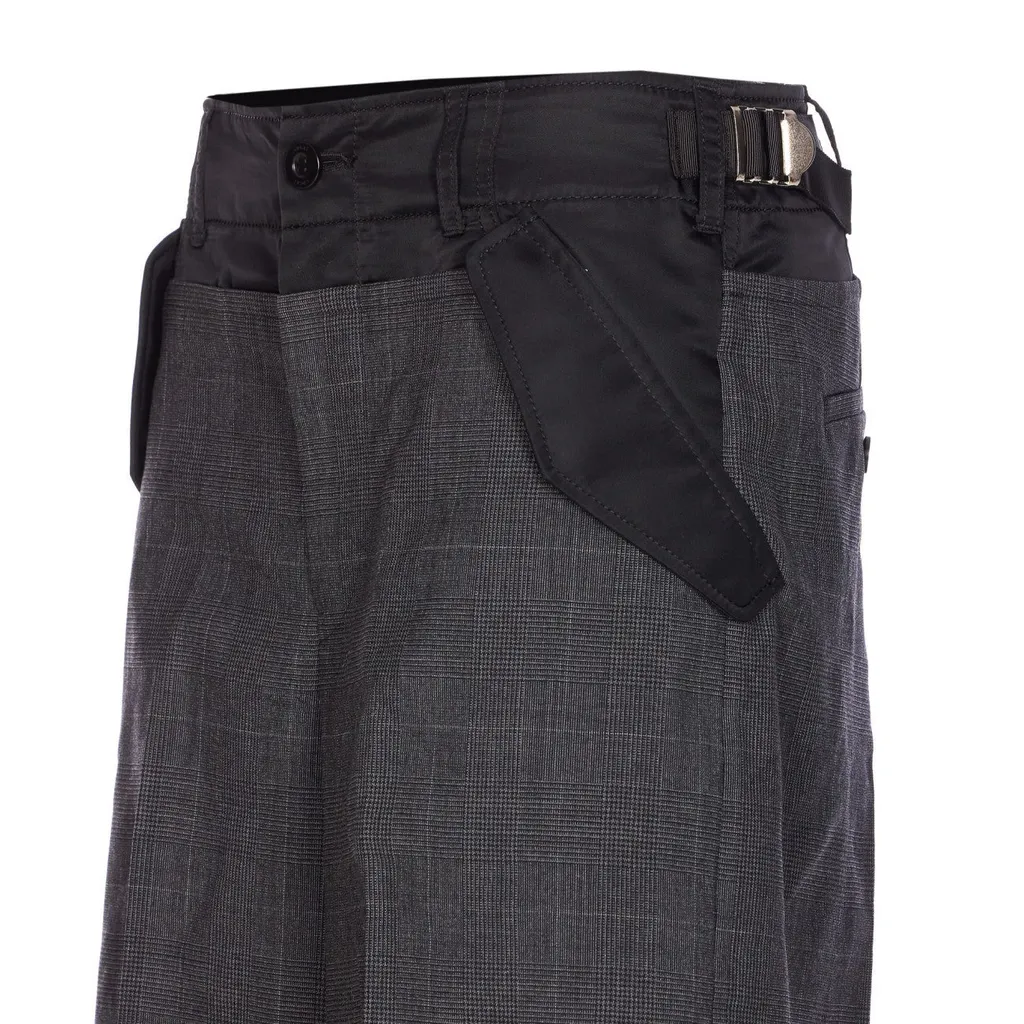 Check-Pattern Buckle Trousers