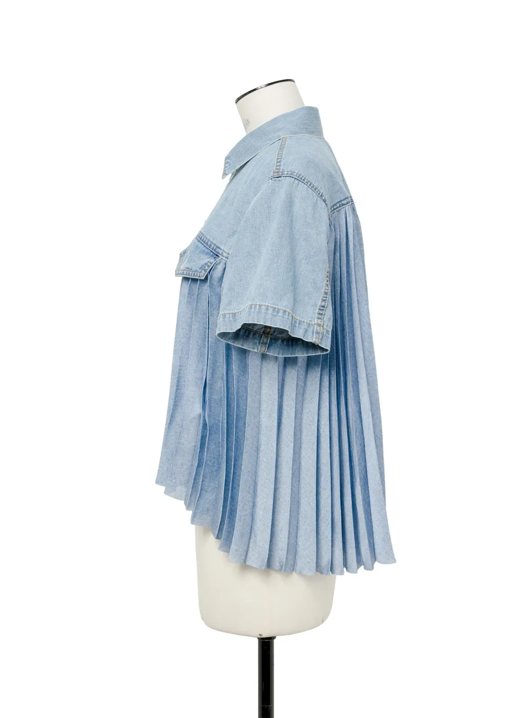 Pleated Denim Shirt