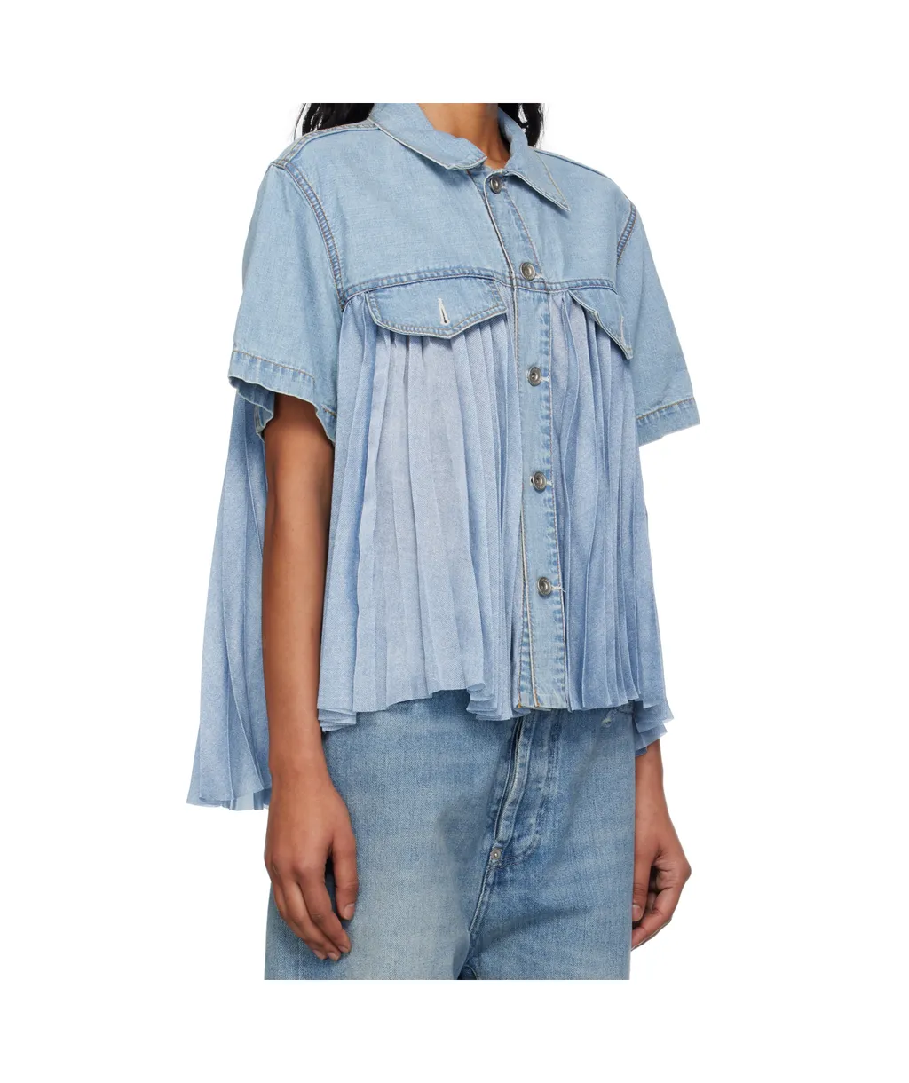 Pleated Denim Shirt