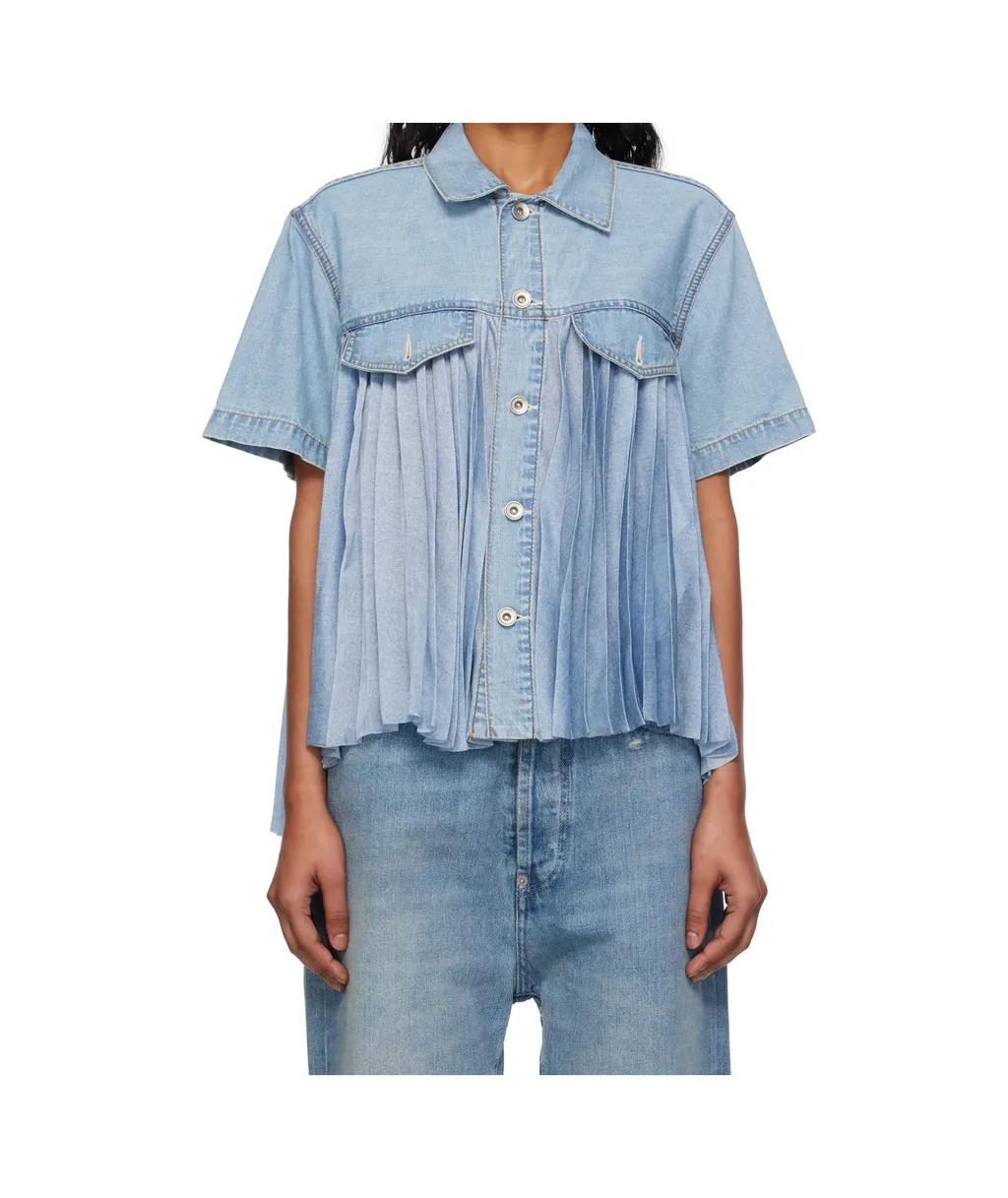 Pleated Denim Shirt