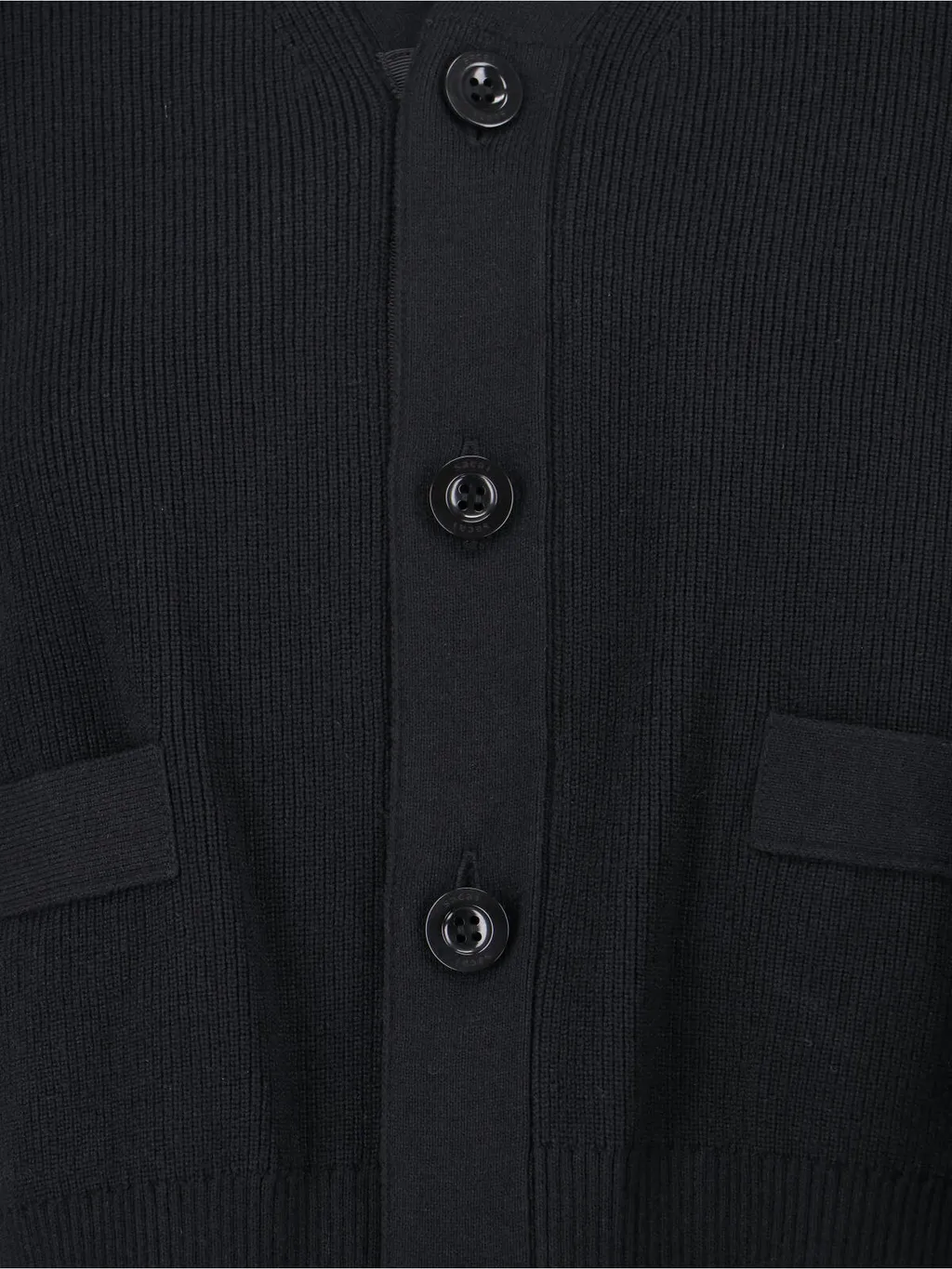 Denim-Panel Ribbed Cardigan
