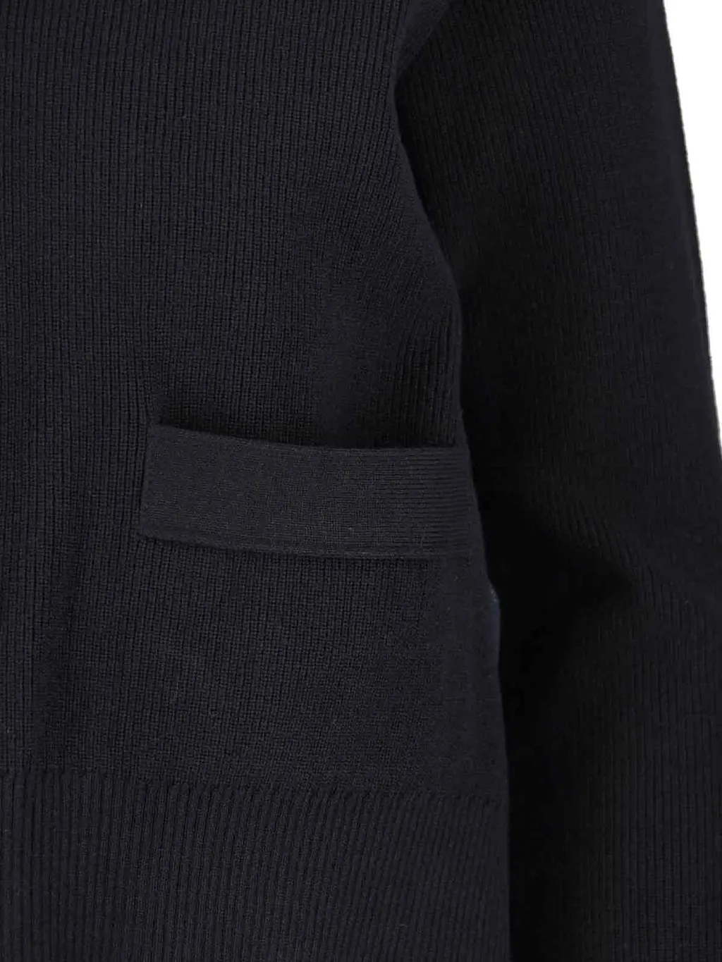 Denim-Panel Ribbed Cardigan