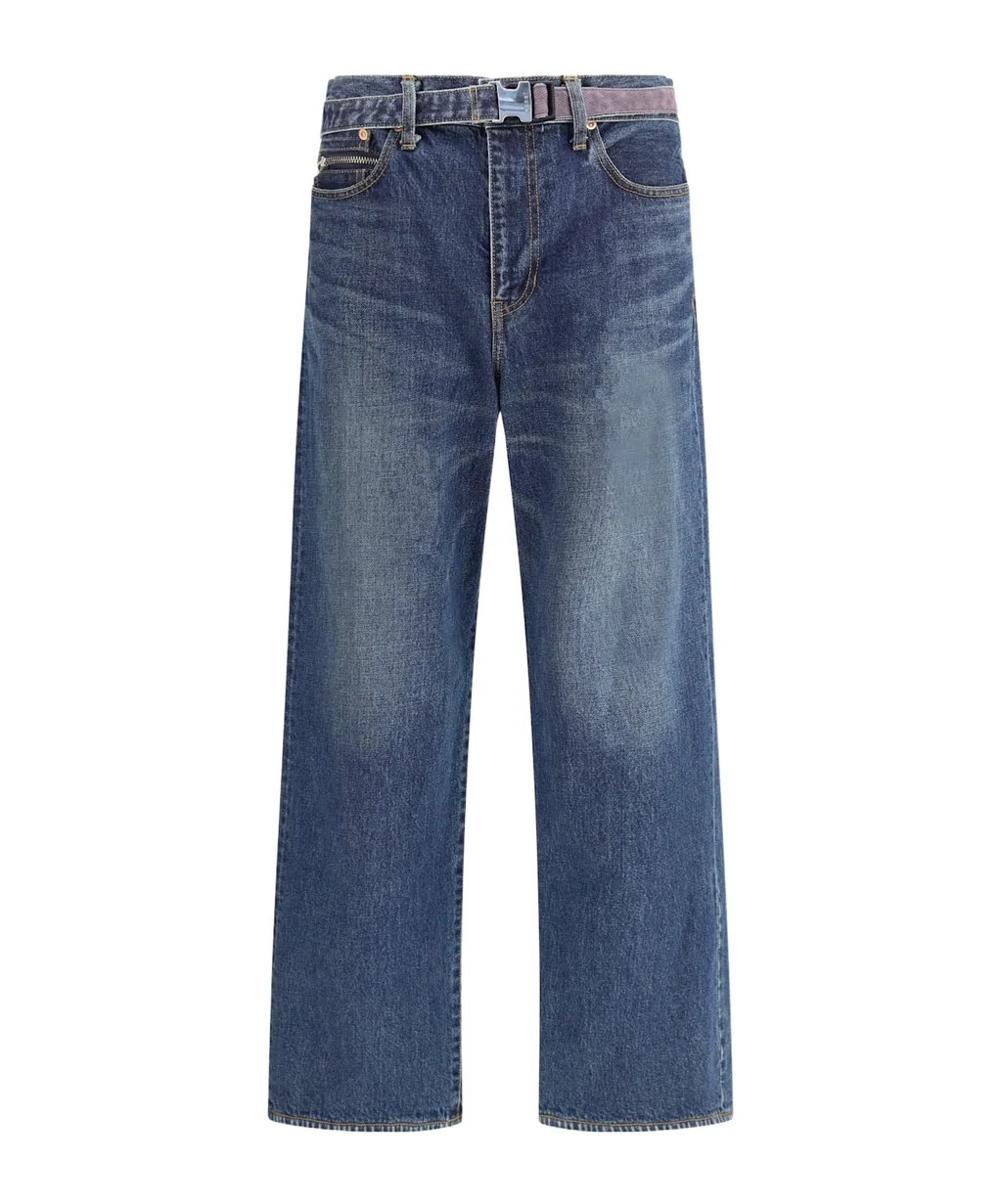 Belted Zip-Pocket Jeans
