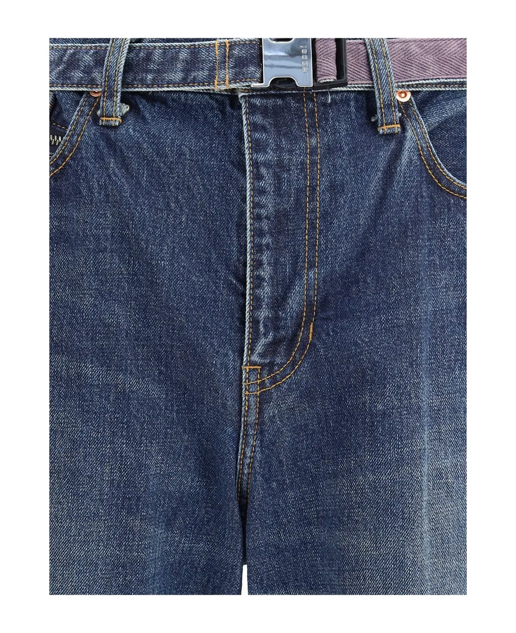 Belted Zip-Pocket Jeans