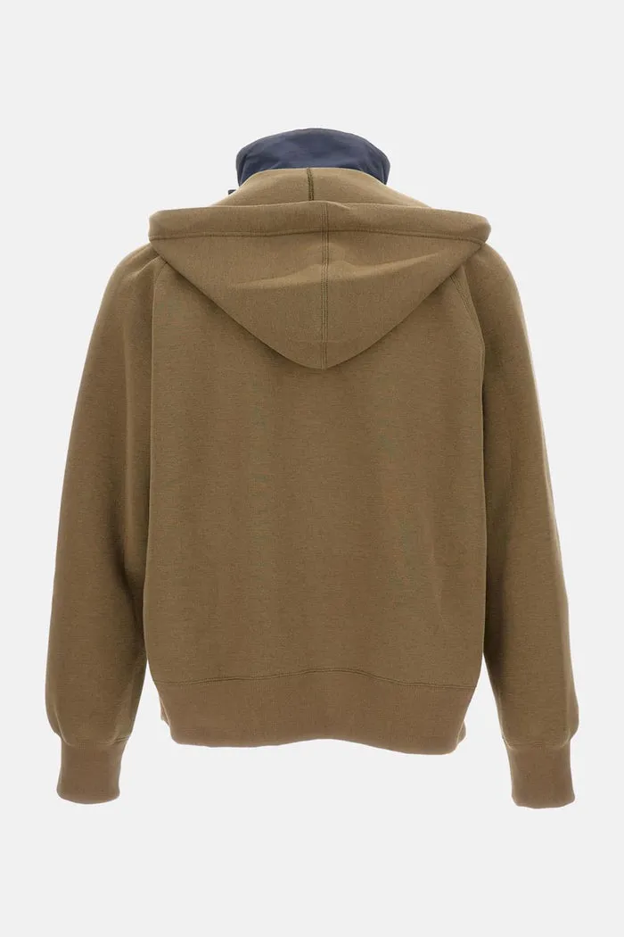 Hooded Panelled Cotton Sweater