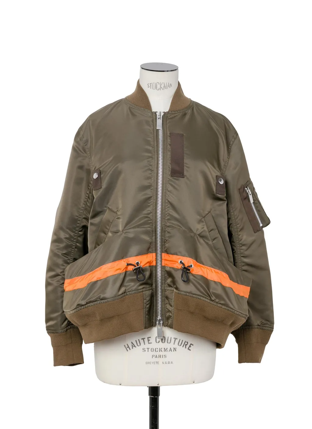 Stripe-Detail Zip-Up Bomber Jacket