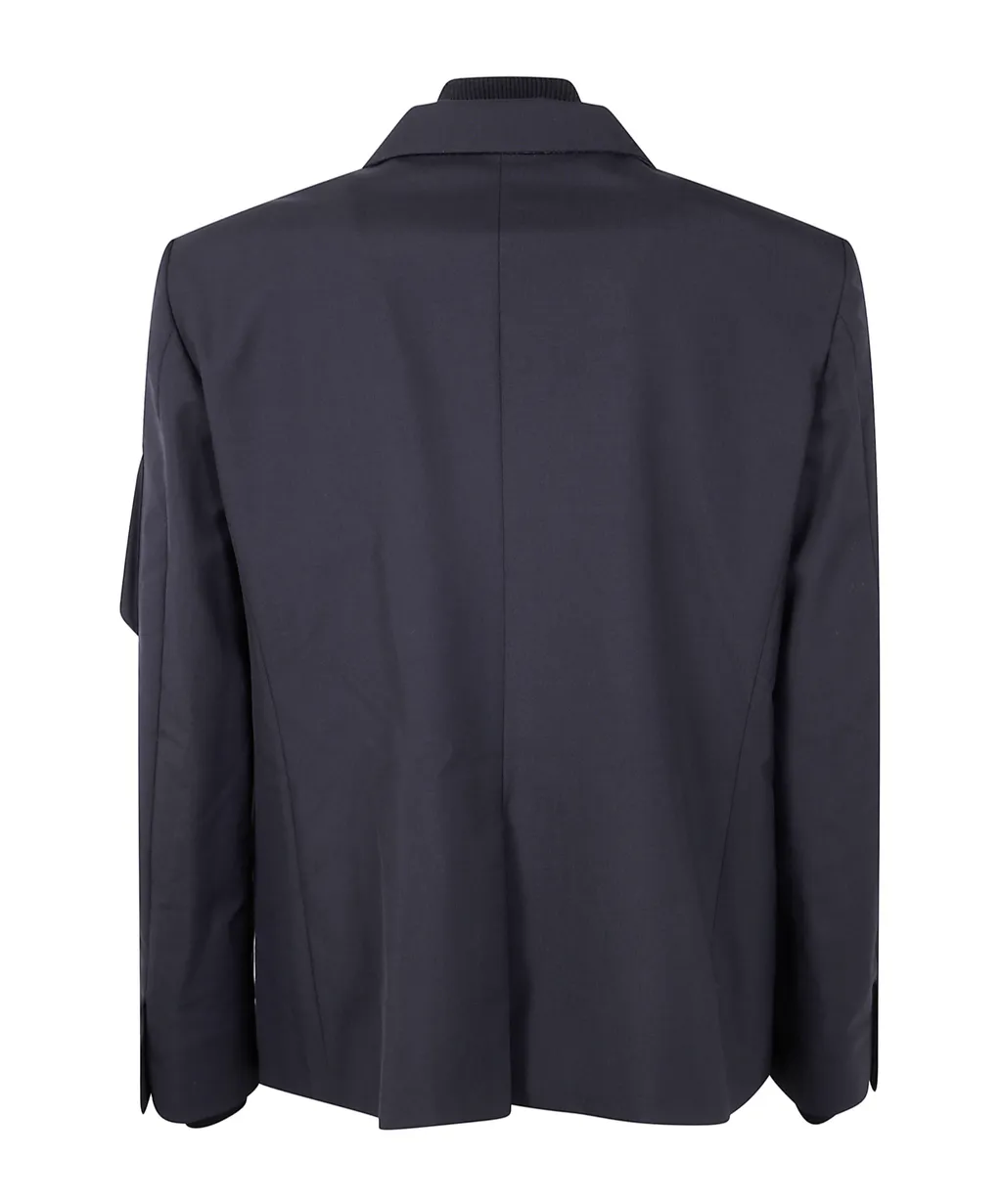 Zip-Detail Two-Button Jacket