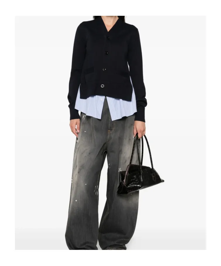 Buttoned Layered Cardigan