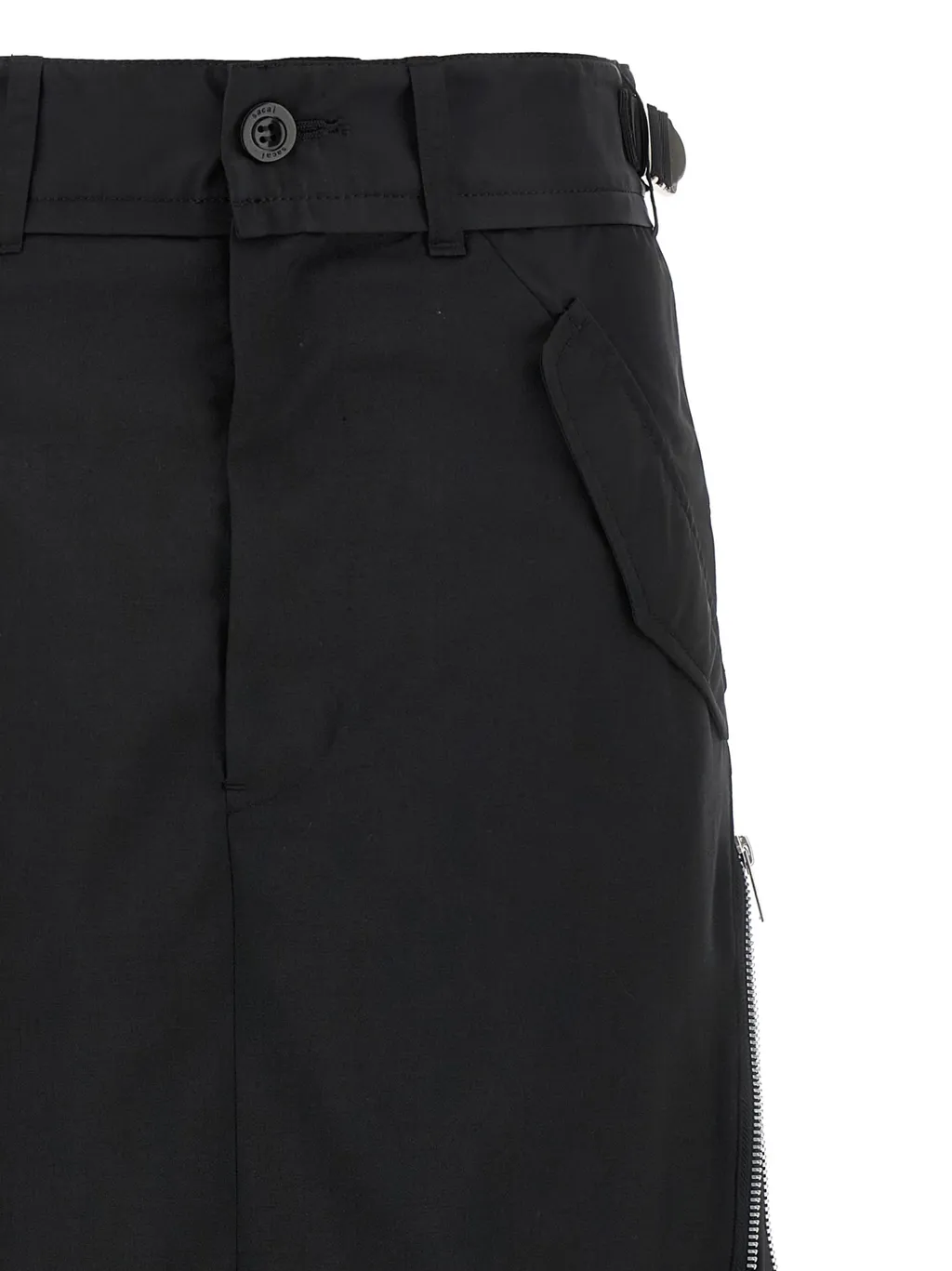 Zip-Detail Pleated Skirt