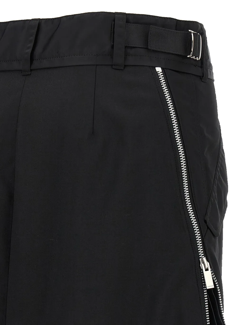 Zip-Detail Pleated Skirt