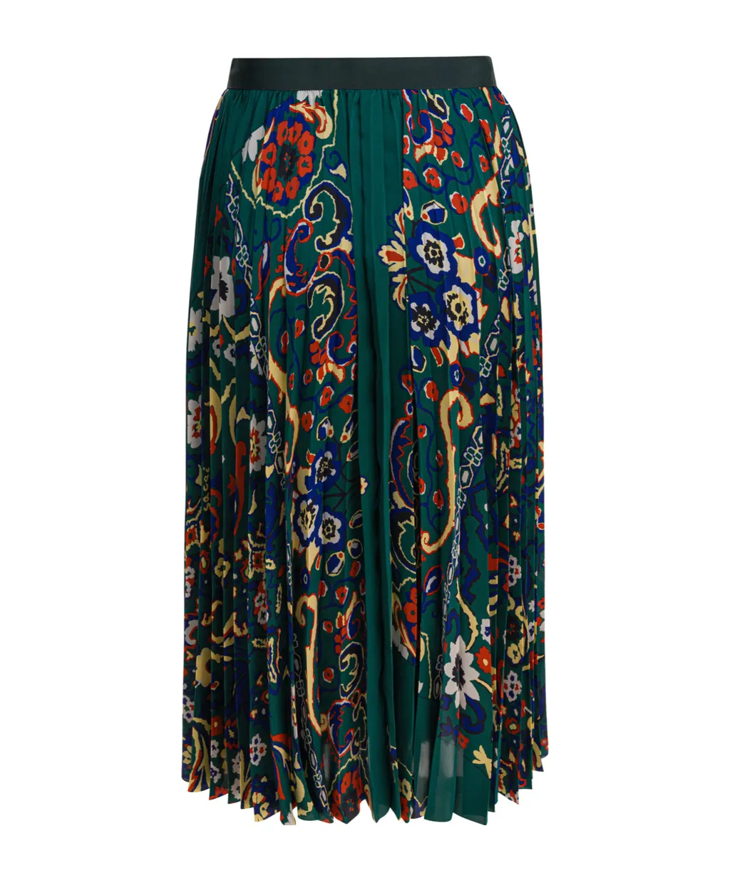 Pleated Floral Print Skirt