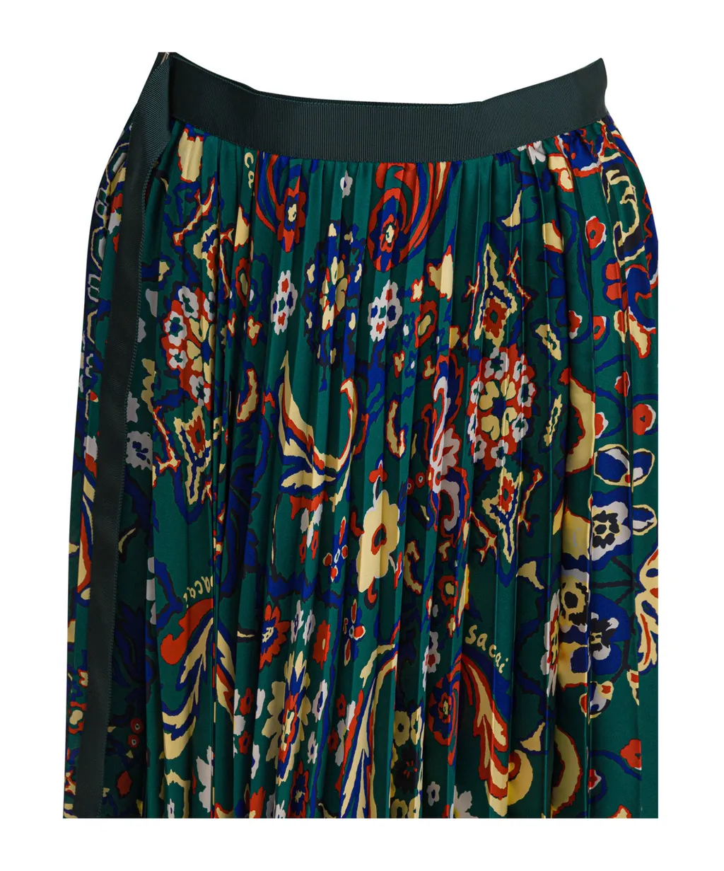 Pleated Floral Print Skirt