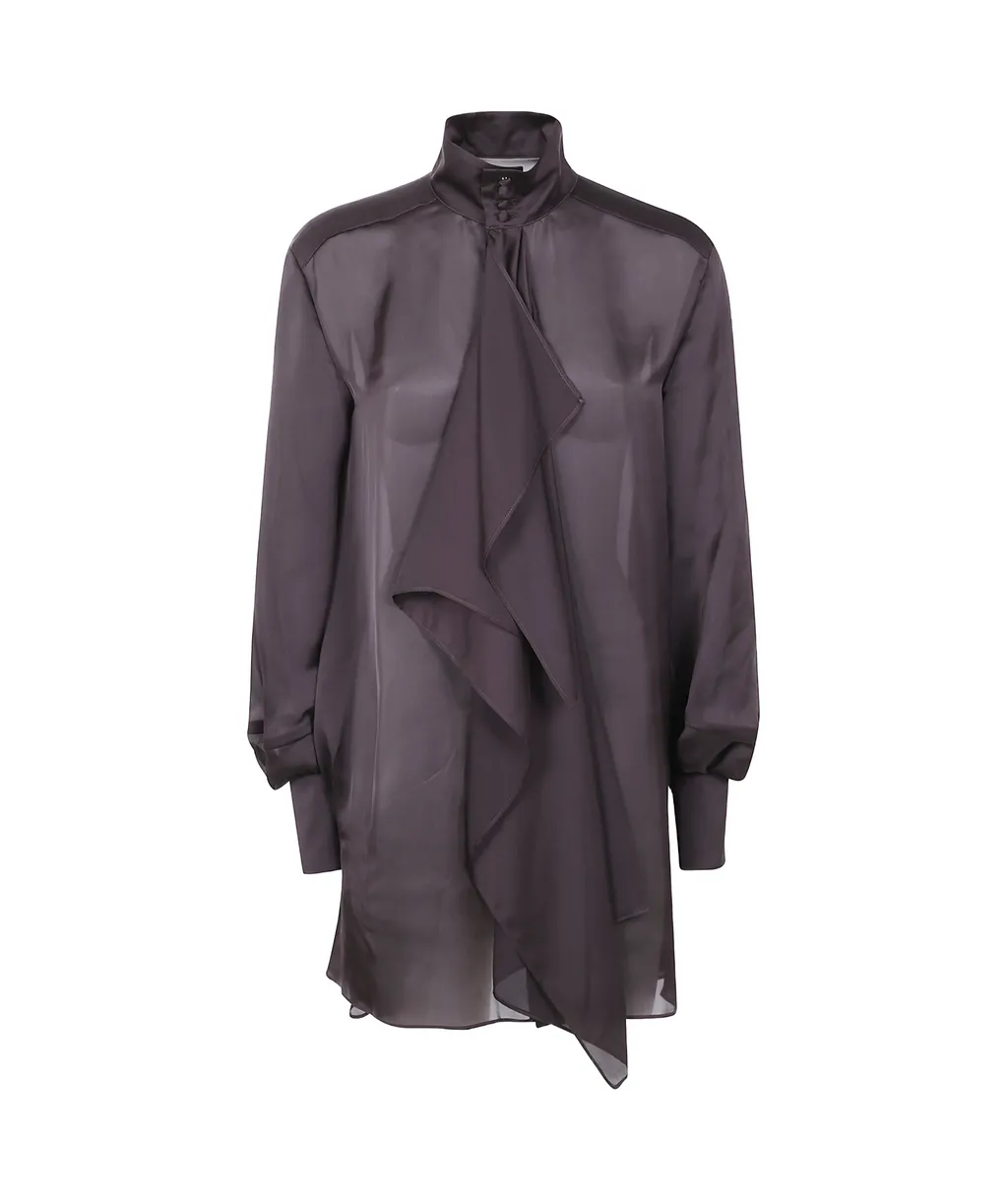 Ruffled High-Neck Blouse