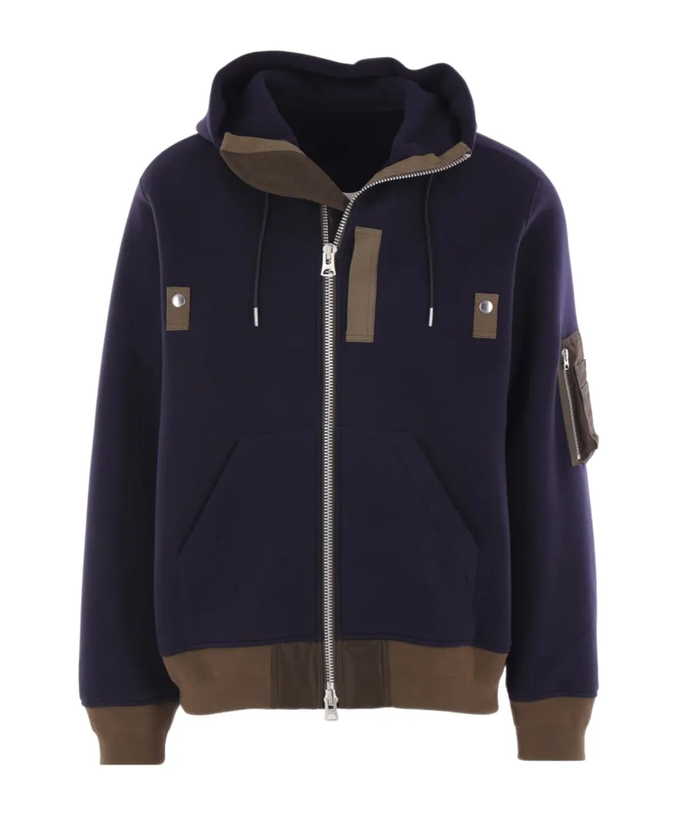 Colour-Block Zip-Up Hooded Jacket