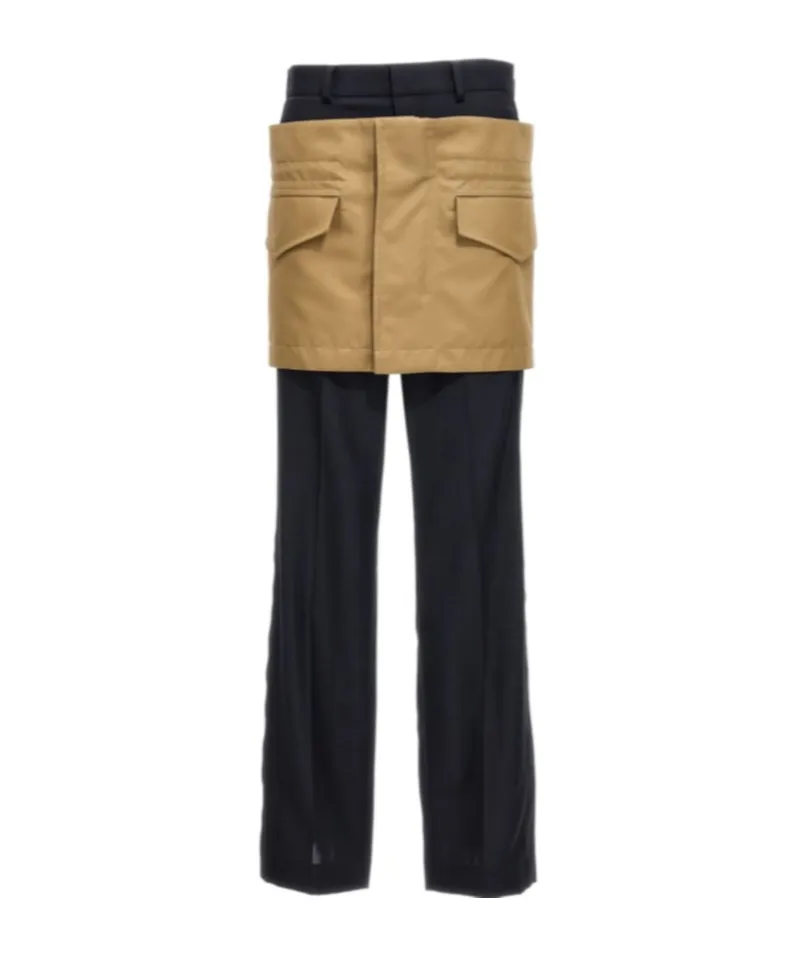 Miniskirt Insert Straight Leg Pants